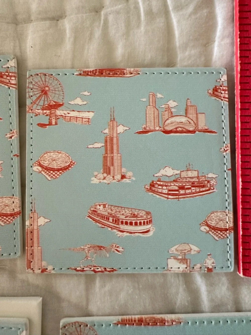 Katie Kime Square Chicago Toile Coaster Set NIB